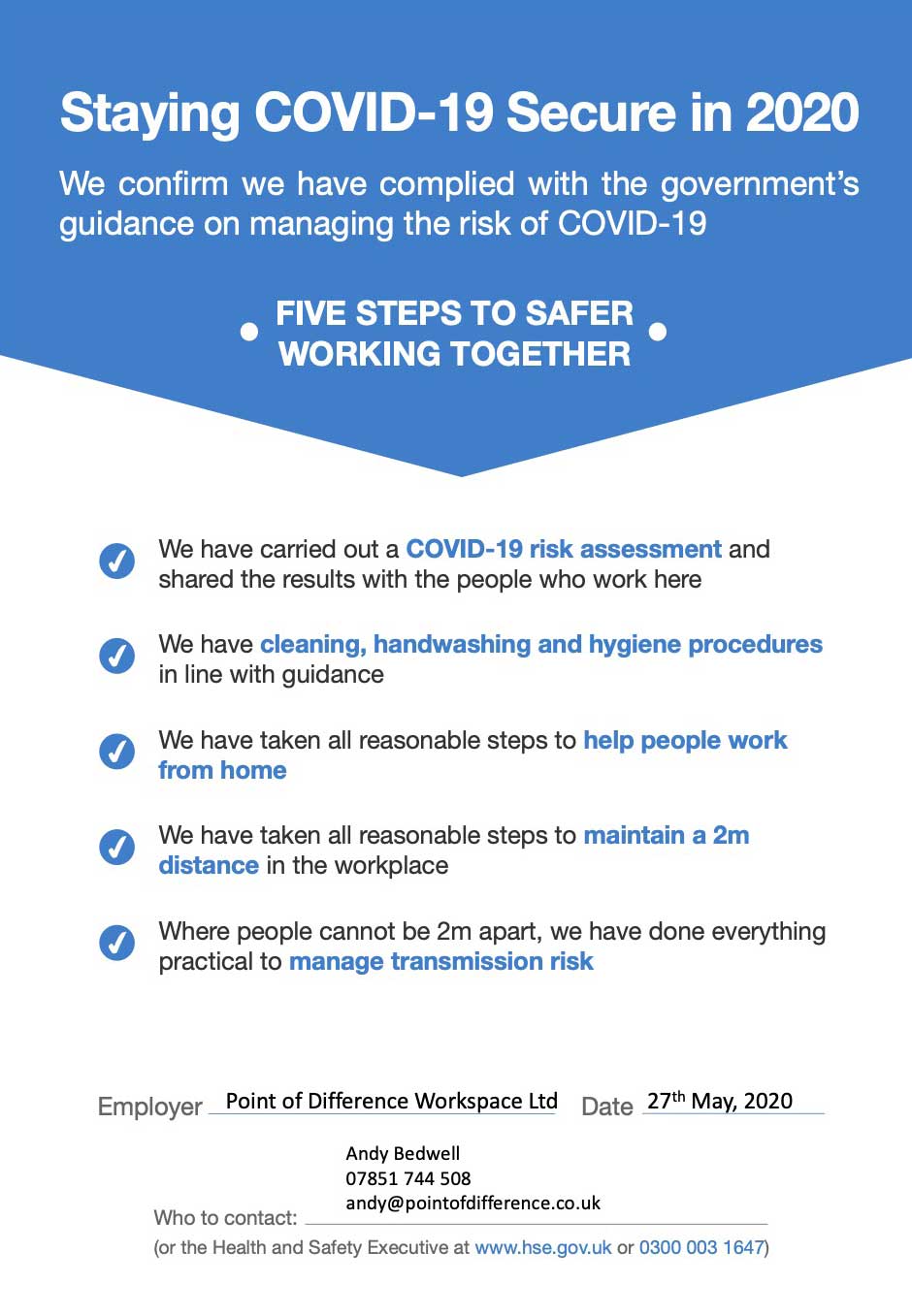 COVID19 Workplace Safety Keeping you safe at work